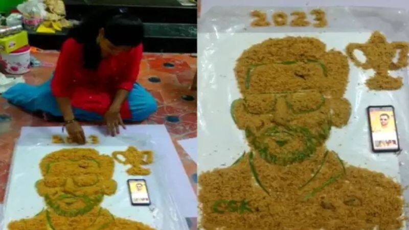 CSK Skipper MS Dhoni Biryani Art Drawing viral in social media