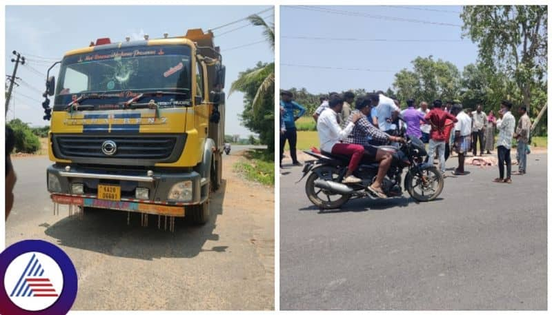 A 15-year-old girl student spotted dead after tipper and bike accident in Shivamogga Kannada news  gow