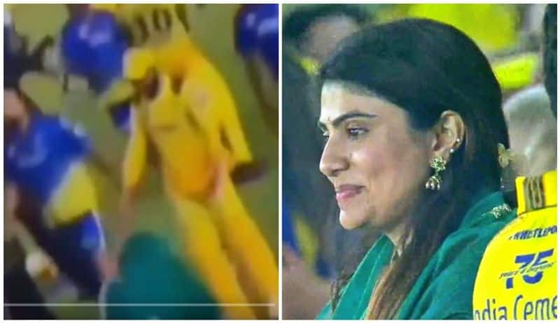 Ravindra Jadeja wife Rivaba Jadeja takes Blessing in Ground video goes viral san