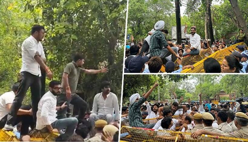 NSUI protests against inclusion of course on Savarkar in Delhi University syllabus - WATCH