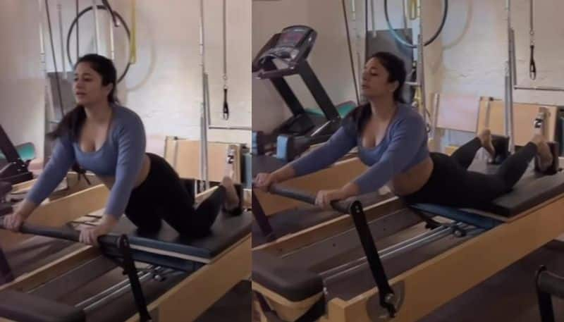 Actress Poonam Bajwa doing hevy Workouts in the Gym NSK