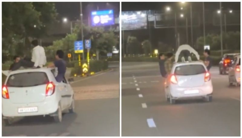 Man Does Push-Ups On Moving Car In Gurugram prn