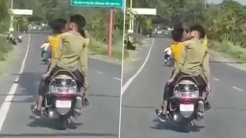 Two men kiss each other while riding scooter caught on camera prn