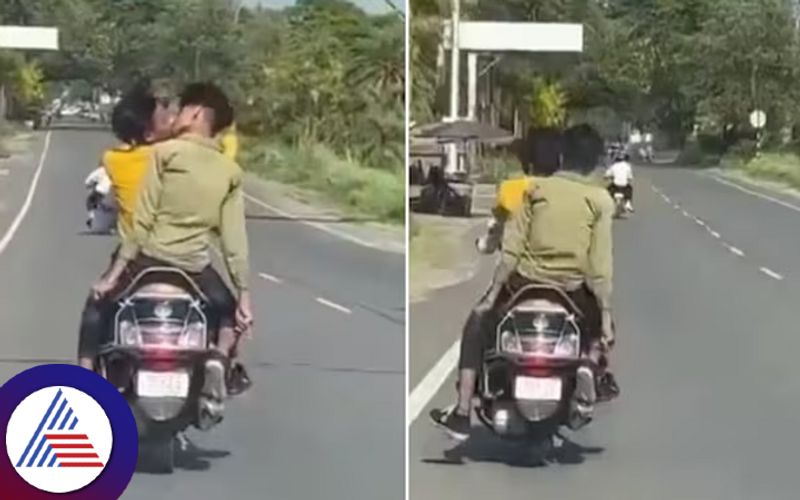 Two men kiss each other while riding scooty in UPs Rampur Vin