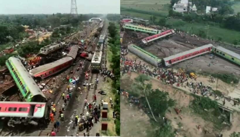 రైలు ప్రమాదస్థలి నుంచి ప్రయాణికులను తీసుకెళ్లుతున్న బస్సుకు యాక్సిడెంట్
