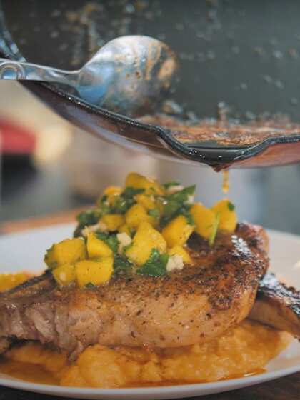Pork chops with mango salsa