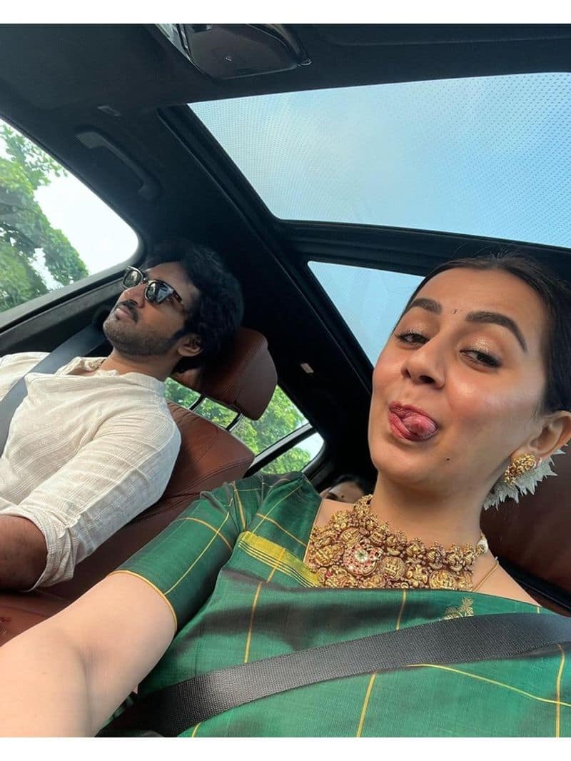 Nikki Galrani aadhi wedding anniversary photo netizens demand for baby soon vcs