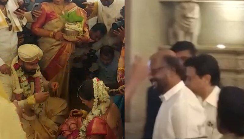 Super star Rajinikanth visits abhishek ambareesh and Aviva bidapa wedding sgk