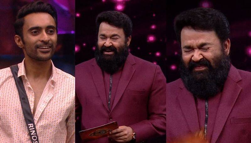 rinosh funny answer to mohanlal in bigg boss malayalam season 5 nrn  