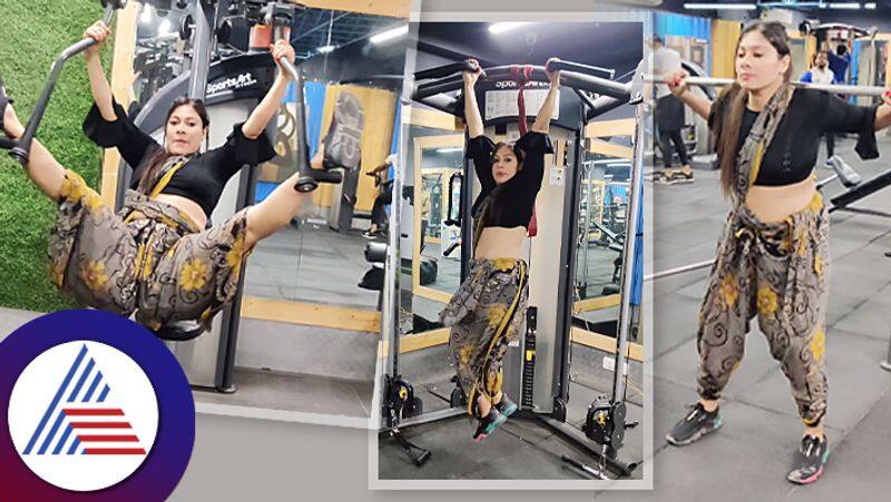 Viral Video this woman works out in Saree in gym sum