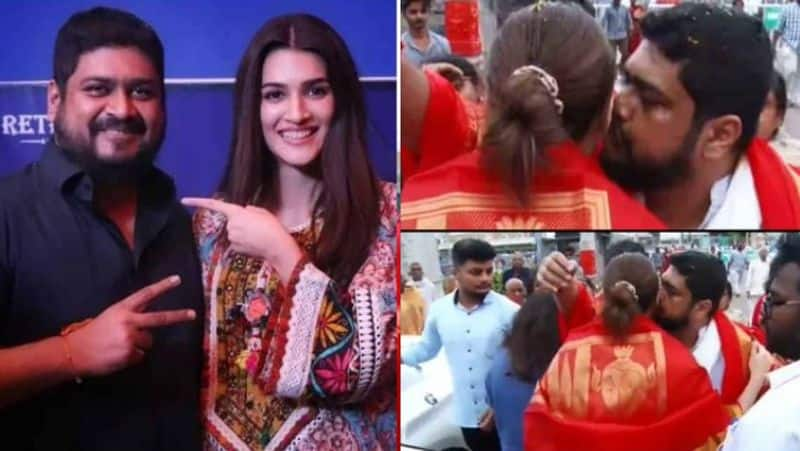 om raut kisses kriti sanon at tirumala temple goes controversy sgk