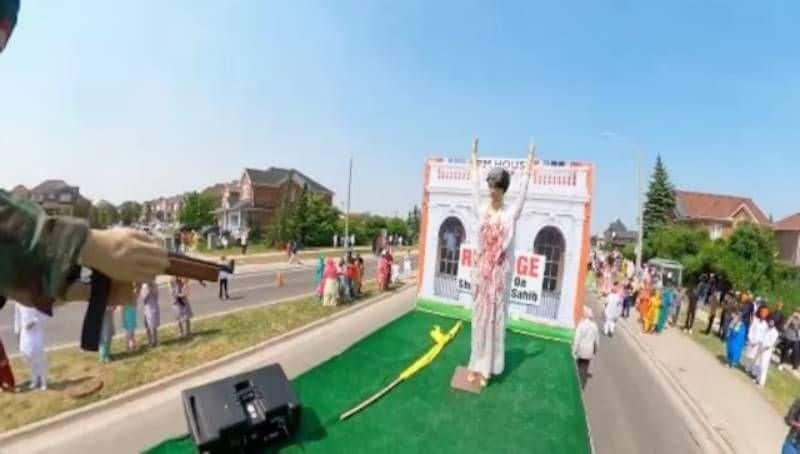 A decorative car depicting the assassination of Indira Gandhi.. A shocking incident in Canada