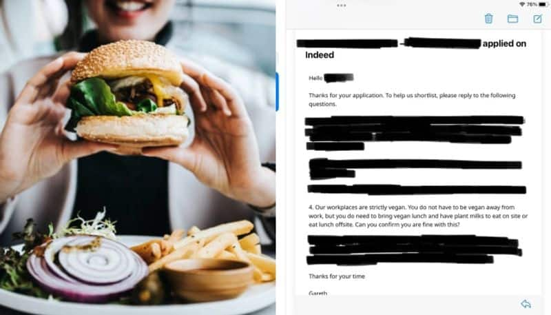 employer asked job applicant to be strict vegan at office hyp 