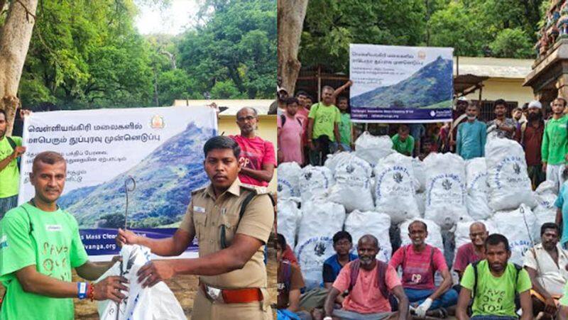 Cleanliness work in Velliangiri on behalf of then kailaya bhakthi peravai