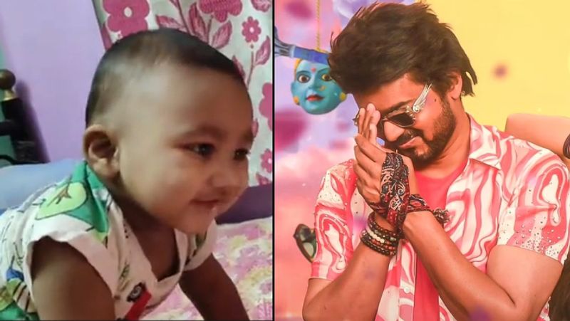 Cute Baby stop crying after seeing Thalapathy vijay's dance