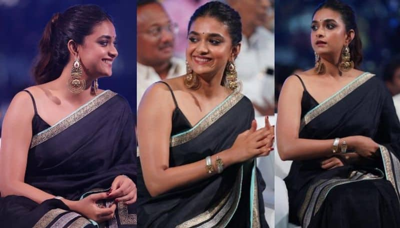 Keerthy Suresh looks beautiful in black Saree NSK