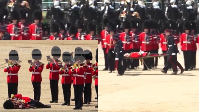 Scorching heat Soldiers fainted down while marching in front of Prince William: Video goes viral akb