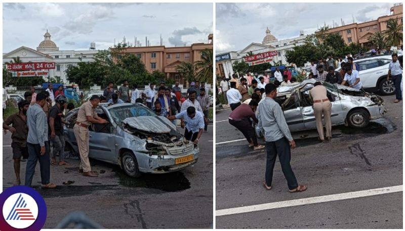 Bengaluru Mysore Expressway Terrible car accident Driver died and three people critical sat