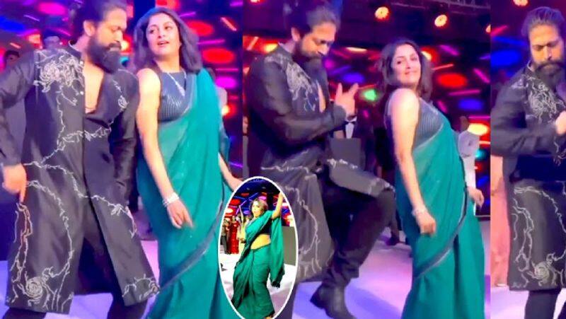 KGF Star Yash dance with Jailer actress Ramya Krishnan in Ambarish son marriage