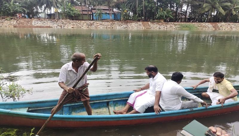 MLA Gururaj Gantihole Precautionary Visit to Flood Affected Areas at Baindur in Udupi grg 