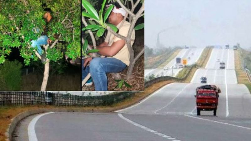 Mathura police climb the tree for prevent serial robbery on Yamuna Expressway akb