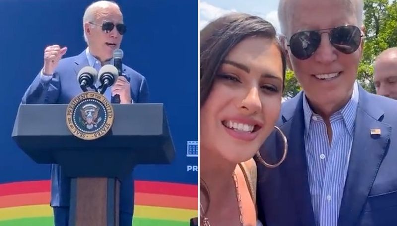 VIDEO Transgender influencer goes TOPLESS on White House lawn at Biden pride month celebration AJR