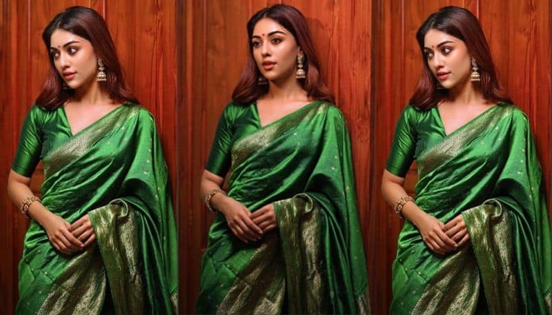 Actress Anu Emmanuel mesmerizing in green Saree looks beautiful NSK