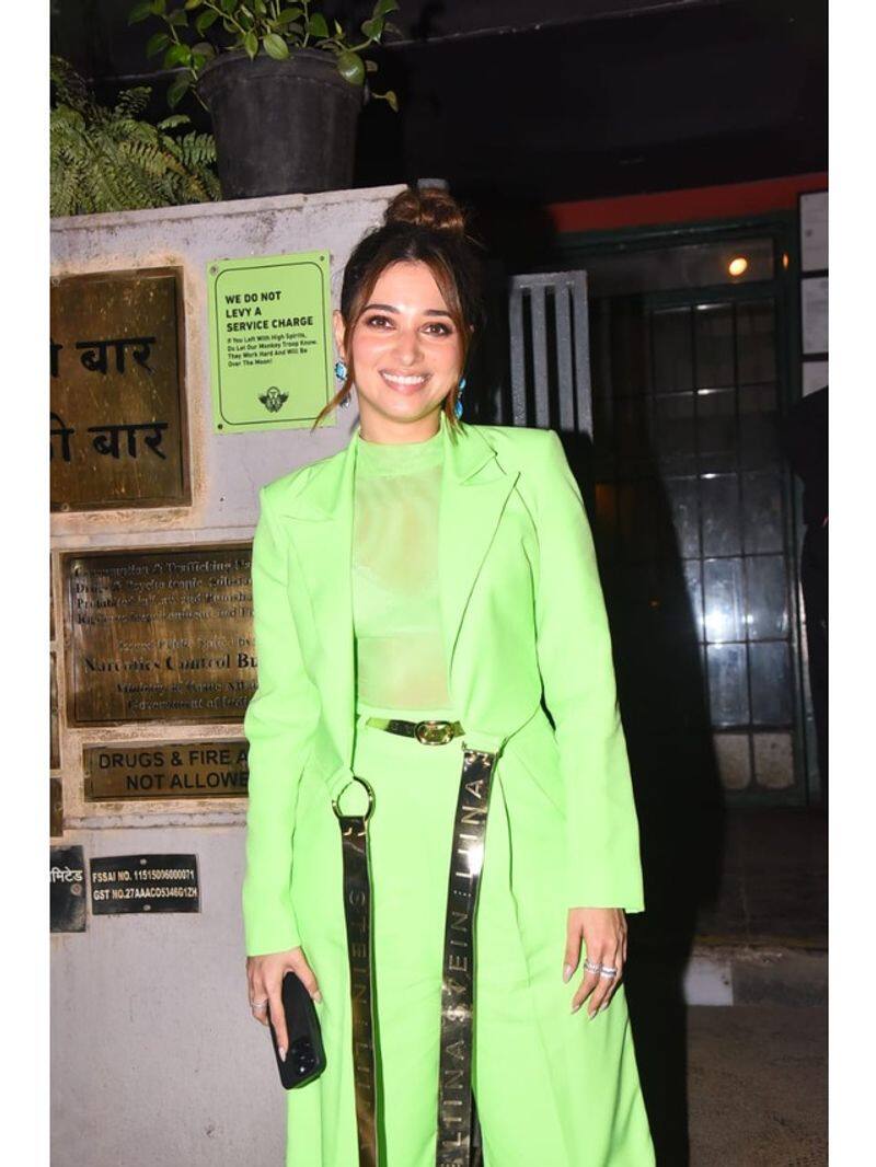 Tamanna Bhatia spotted wear neon color in Bandra vcs