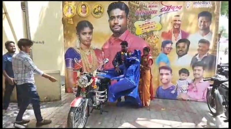 2.5 lakhs worth bike gifted to newly married couple in virudhunagar district