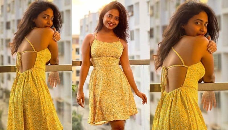 Bigg Boss Harika Glamour Show in mini Yellow dress NSK