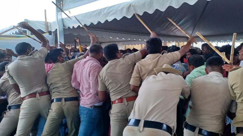 police lathi charge in abhishek ambareesh aviva bidapa beegara oota gvd