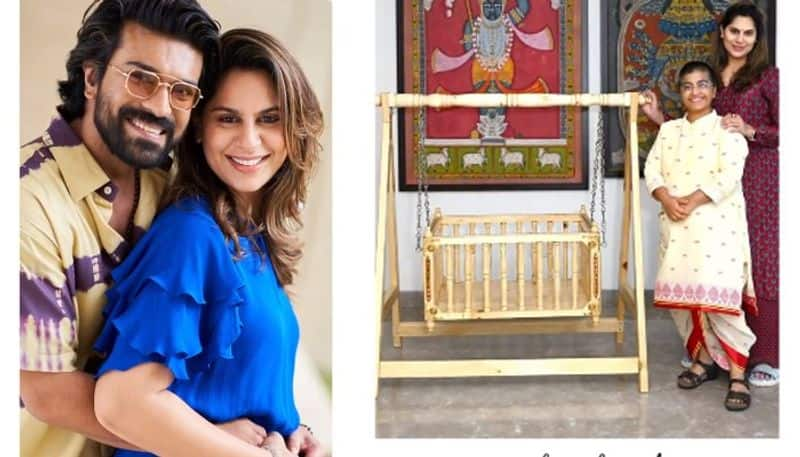 To be parents Ram Charan and Upasana receive specially handcrafted cradle sgk