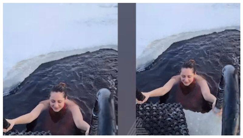 Pragya Jaiswal took Ice bath in finland nbn