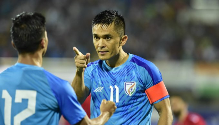 SAFF Championship Sunil Chhetri becomes fourth highest international goal scorer kvn