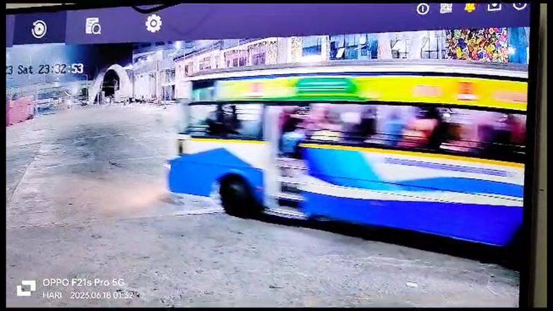 man killed accident while hit a government bus in tirupur bus stand cctv video goes viral