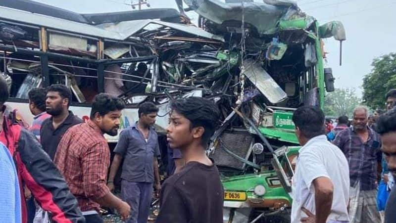 Cuddalore Private buses face-to-face collision.. Financial assistance of Rs. 2 lakh to the family of the deceased