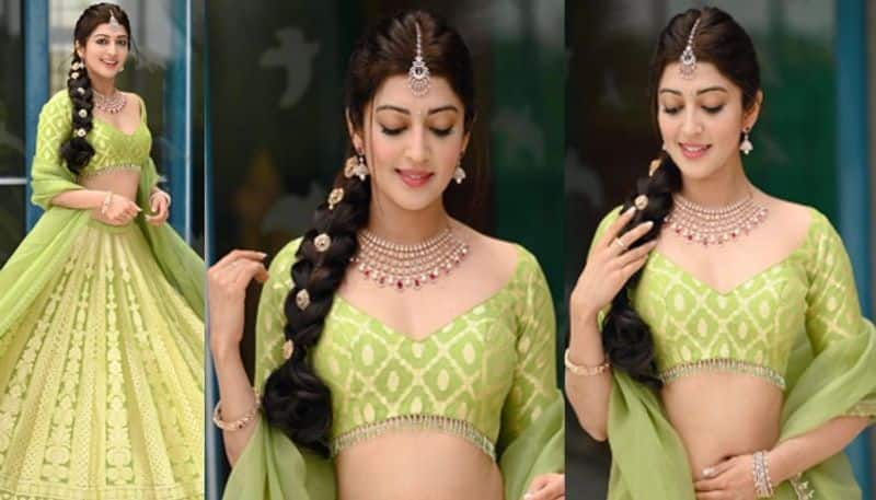 Pranitha Subhash beautiful look in green lehanga voni NSK