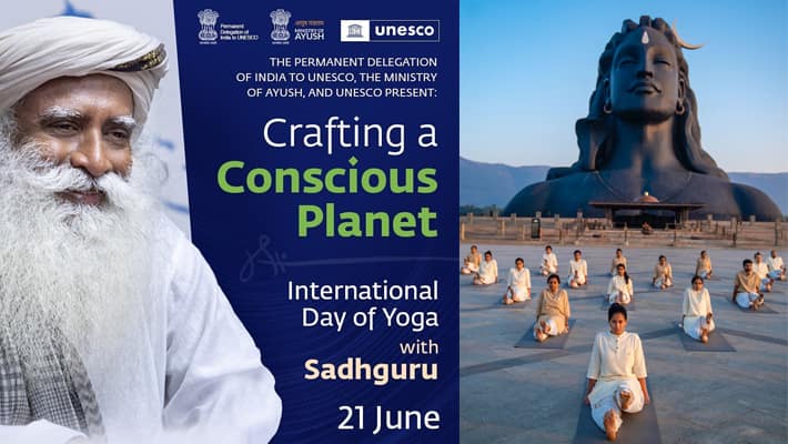 International Day Of Yoga spiritual leader Sadhguru Special Address and Live Meditation At UNESCO Headquarters In France ksm