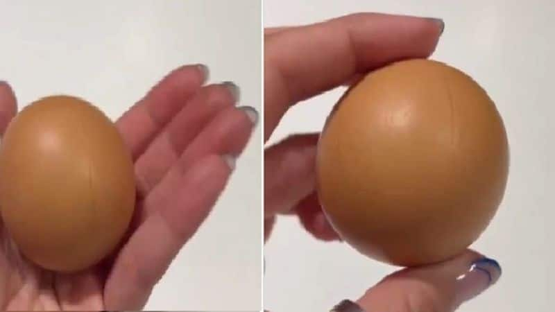 Egg in round shape.. Only one egg in a billion looks like this.. Viral video