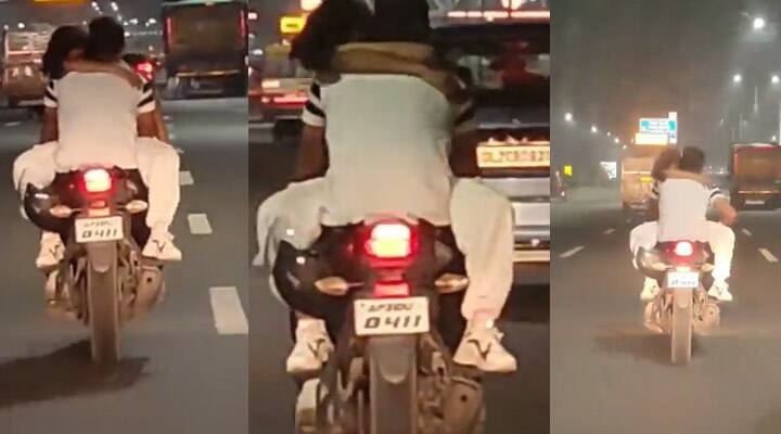 Love couple romance on a moving bike, Video went viral in Ghaziabad - bsb