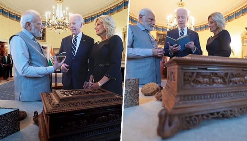 Sandalwood box to Lab grown green diamond Details of PM Modi gifts to Joe Biden US First Lady gcw