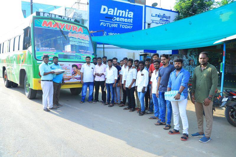 Vijay fans arrange Free bus service for people as part of thalapathy birthday celebration