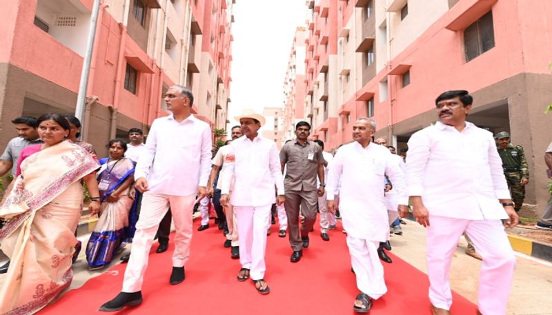 CM KCR inaugurates double bedroom houses at Kollur ksm