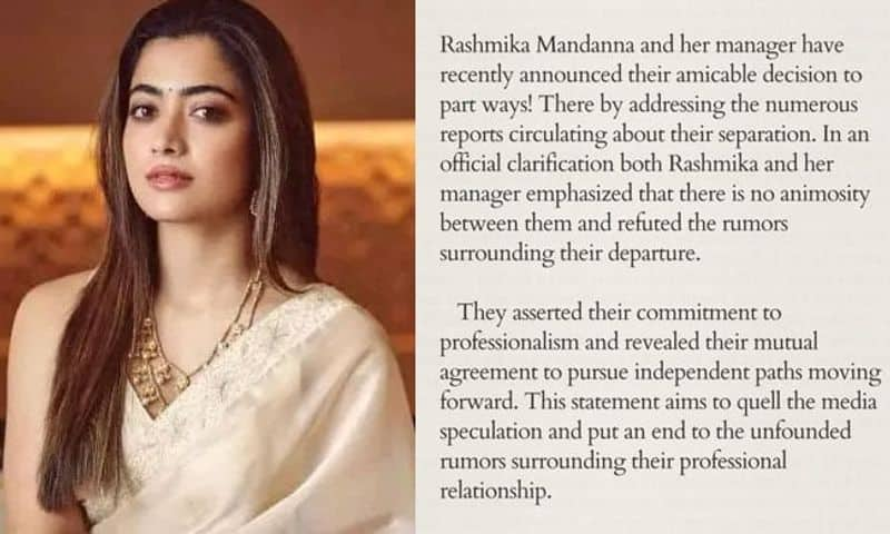 Rashmika Mandanna and her manager share official statement on rumours sgk