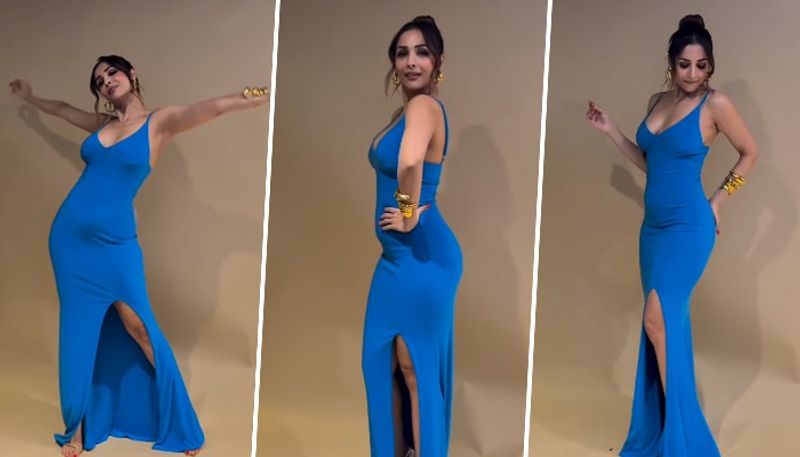 Malaika Arora flaunts sexy curves in blue maxi dress with deep neckline, WATCH video ADC