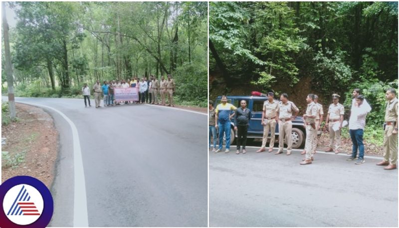 Agumbe Ghat road turns Installation of Reflector to reduce accidents sat 