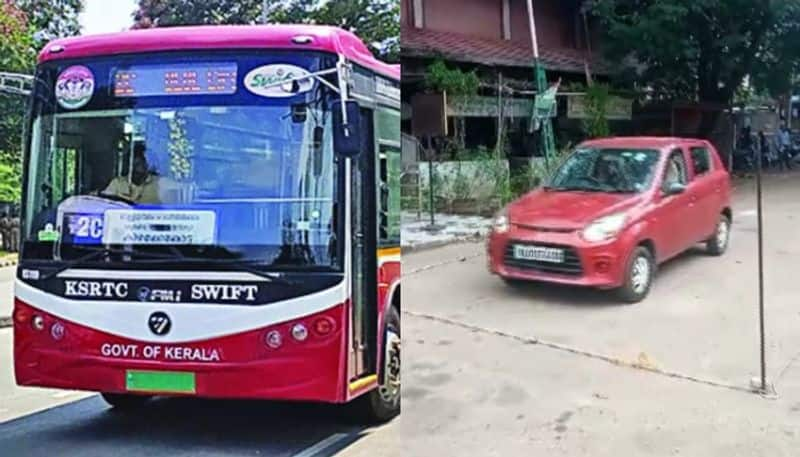 KSRTC swift bus drivers test on Maruti alto car kgn