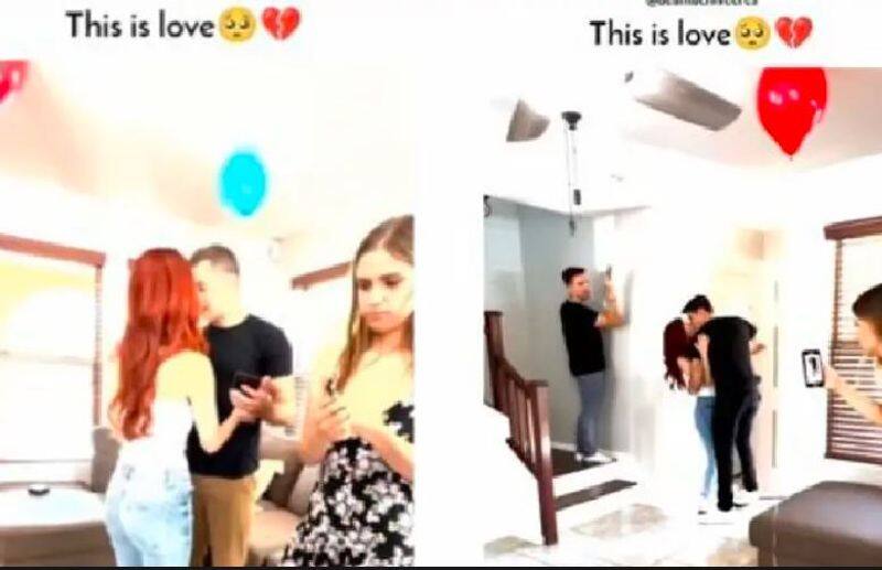 Youth goes to surprise girlfriend but finds her kissing another man, Video viral Vin