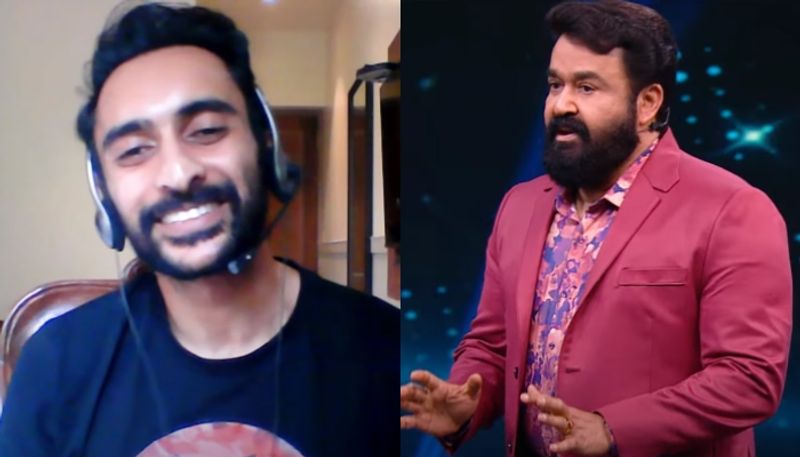 rinosh george interacting with bigg boss malayalam season 5 co contestants mohanlal nsn