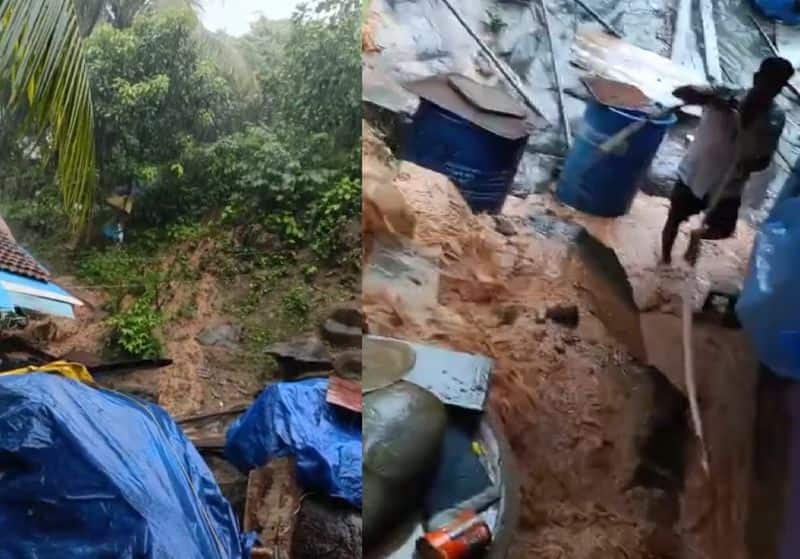 Uttara Kannada Rains Landslide in karwar baitkola water flows to houses gvd